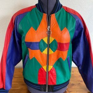 80s VTG Korean Leather Jacket Sz sm